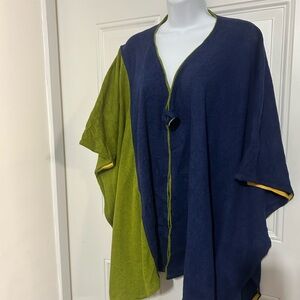 Two-Tone Blue and Green Poncho
